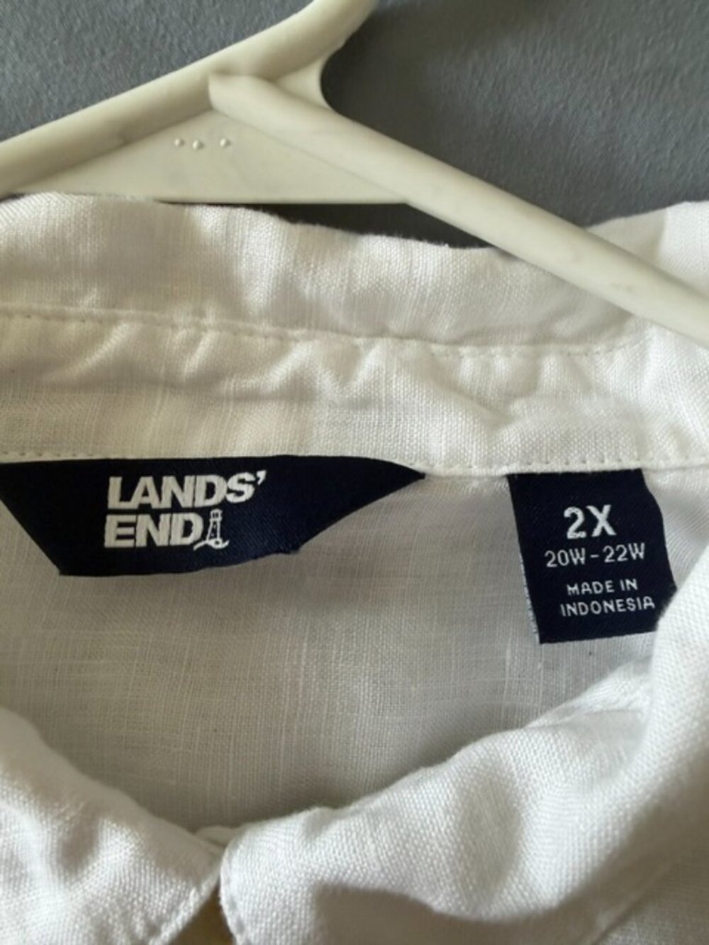 Lands End 100% Linen White Button Down Shirt Size 2X Classic Minimal Lagenlook - Picture 5 of 9